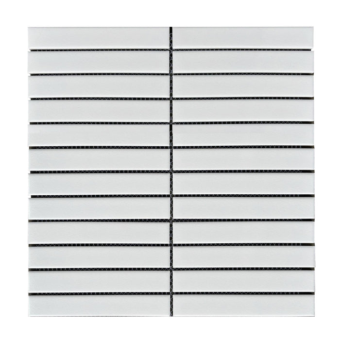 Rickert Tile - White 1 in. x 6 in. Stack Porcelain Mosaic