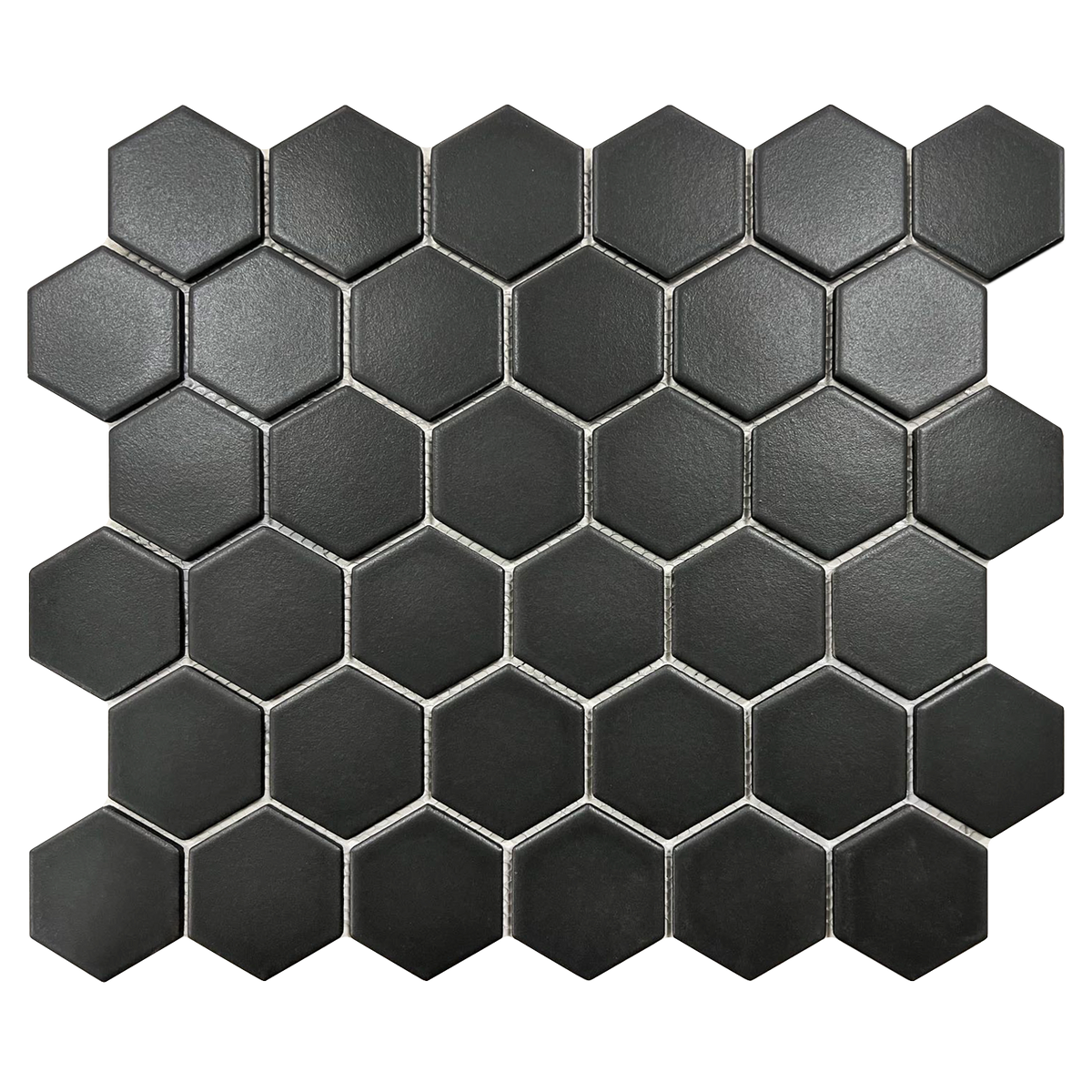 Rickert Tile - Black 2&quot; Hex Porcelain Mosaic