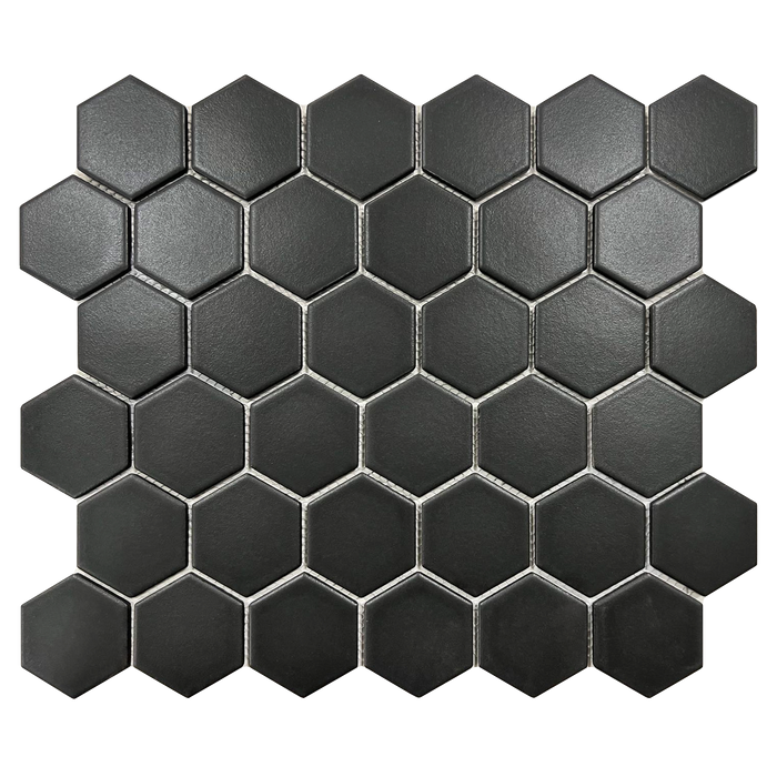 Rickert Tile - Black 2" Hex Porcelain Mosaic