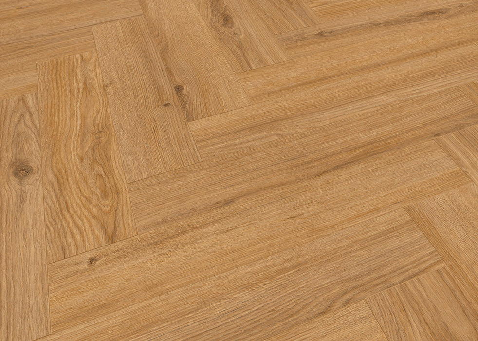 Inhaus - Lamdura - Manor Herringbone Laminate - Hemingway Angled View