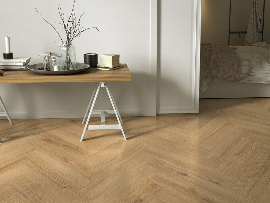 Inhaus - Lamdura - Manor Herringbone Laminate - Vernon Room Scene