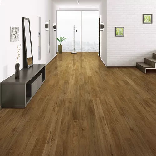 Mohawk - SolidTech Select - Founder&#39;s Trace 7 in. x 48 in. - Pecan - Room Scene