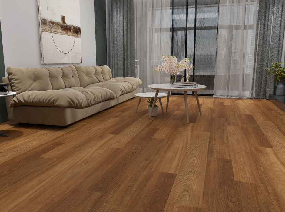Create Flooring - Serene Scapes - 9 in. x 60 in. WPC Core Luxury Vinyl - Brazilian Cherry Room scene