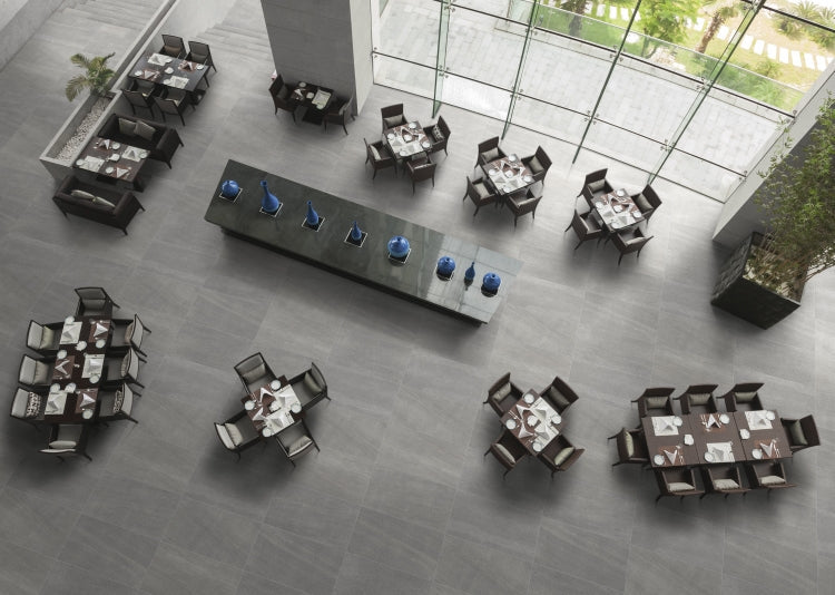 Elysium - Basalt Series - 12 in. x 24 in. Matte Rectified Porcelain Tile - Grey floor installation