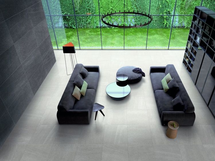 Elysium - Basalt Series - 12 in. x 24 in. Chiseled Grip R11 Porcelain Tile - White floor installation