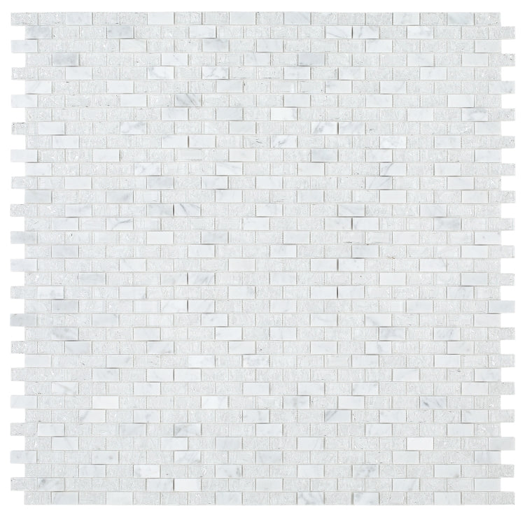 Elysium - Icy Brick 11.75 in. x 11.75 in. Glass Mosaic