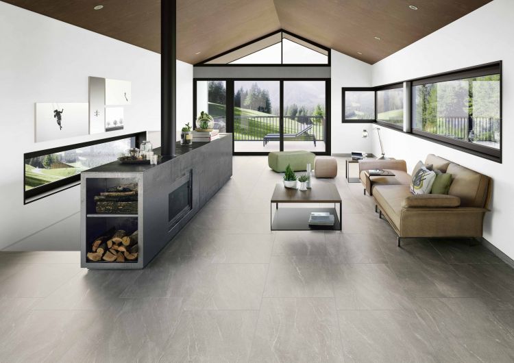 Elysium - Waystone 24 in. x 48 in. Matte Rectified Porcelain Tile - Pearl floor installation