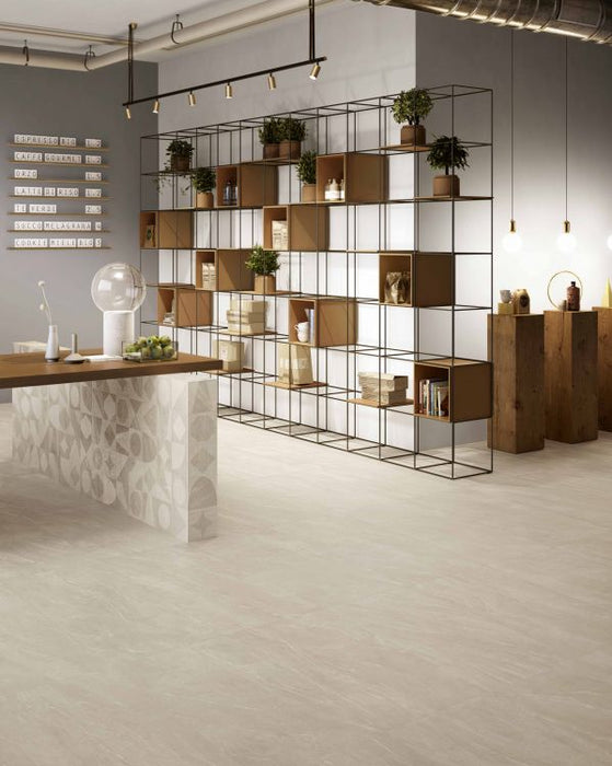 Elysium - Waystone 12 in. x 24 in. Matte Rectified Porcelain Tile - Sand floor installation