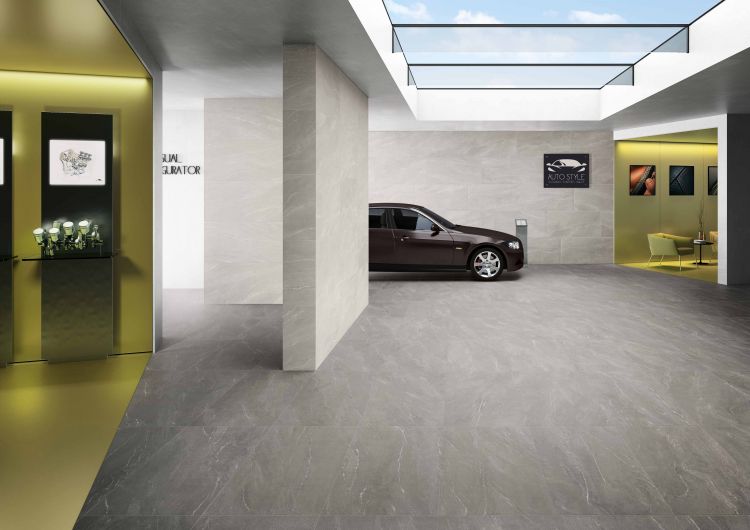 Elysium - Waystone 12 in. x 24 in. Matte Rectified Porcelain Tile - Grey floor installation