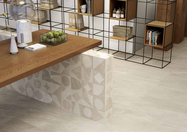 Elysium - Waystone 24 in. x 36 in. Matte Rectified Porcelain Tile - Sand floor installation