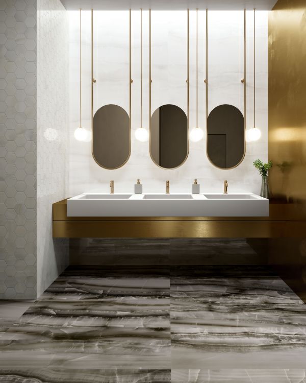 Elysium - Akoya Series - 12 in. x 24 in. Matte Rectified Porcelain Tile - Ocean Installed