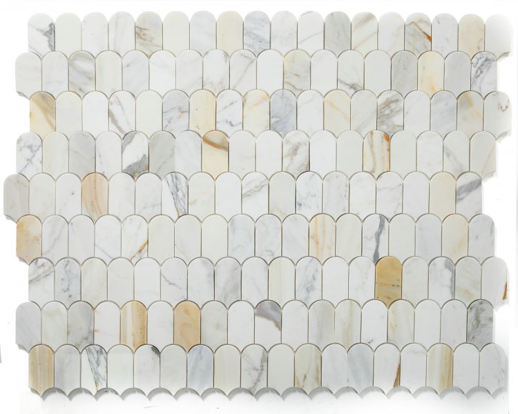 Elysium - Piano 10 in. x 11.75 in. Marble Mosaic - Calacatta Gold