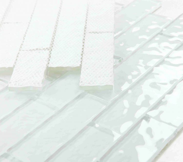 Elysium - Ripple 11.75 in. x 11.75 in. Glass Mosaic - White Glossy