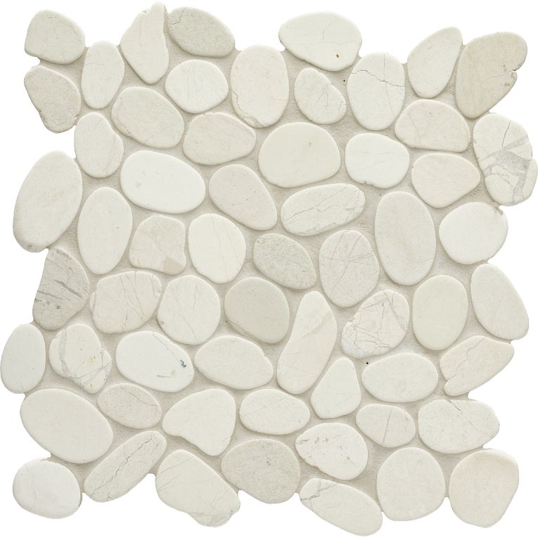 Azillian Pebbles Arizona Tile - Flat Pebble Mosaic - Ivory - Floorzz