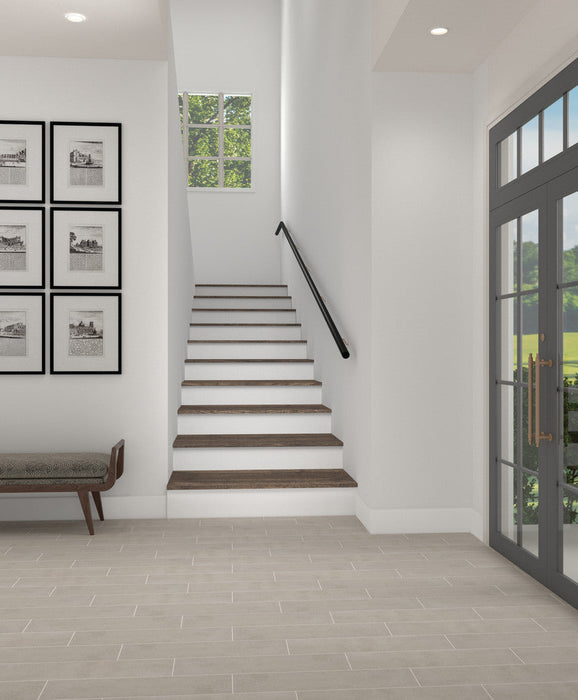 Daltile - Portfolio 6 in. x 24 in. Porcelain Tile - Dove Grey Installed