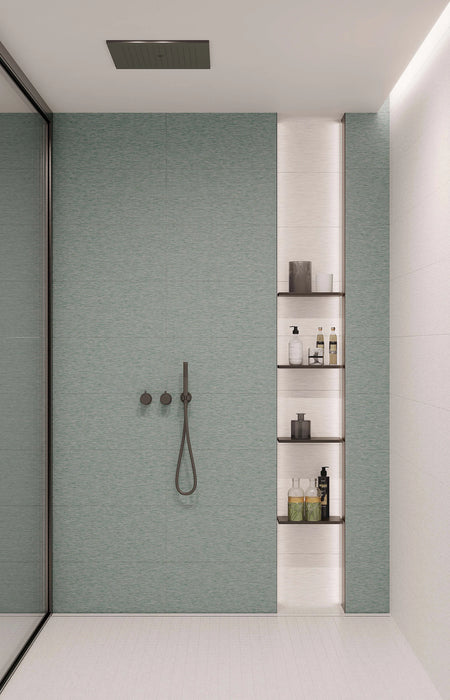 Filose 12" X 24" Matte Porcelain Tile in Sew Green Installed