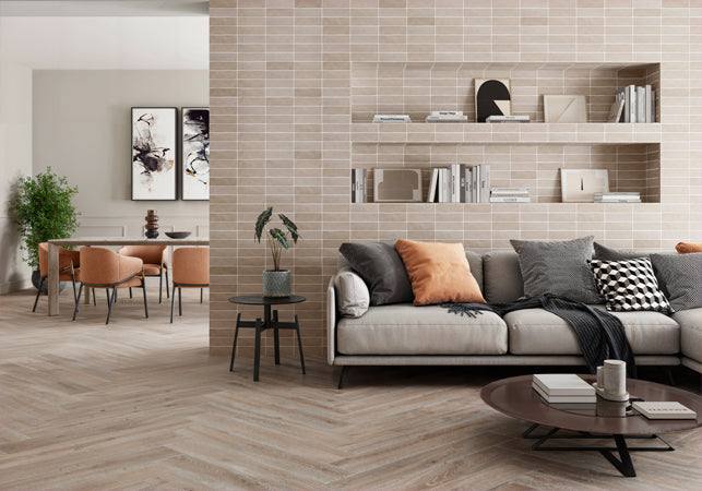 Maniscalco - Alhambra 2.5 in. x 8 in. Ceramic Tile - Cafe Mix wall installation