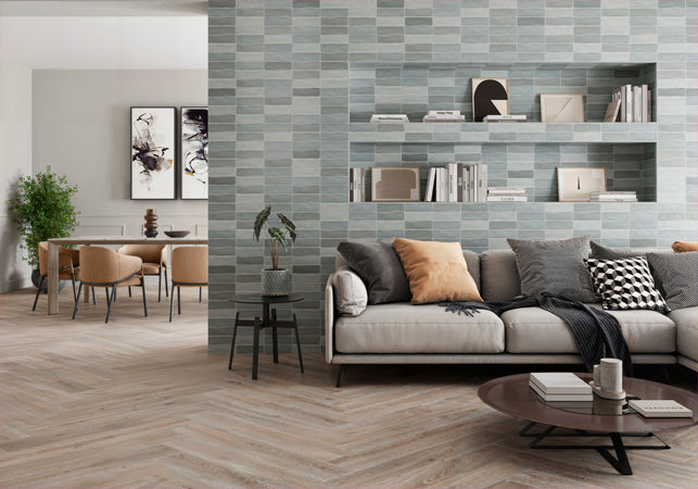 Maniscalco - Alhambra 2.5 in. x 8 in. Ceramic Tile - Lago Mix wall installation