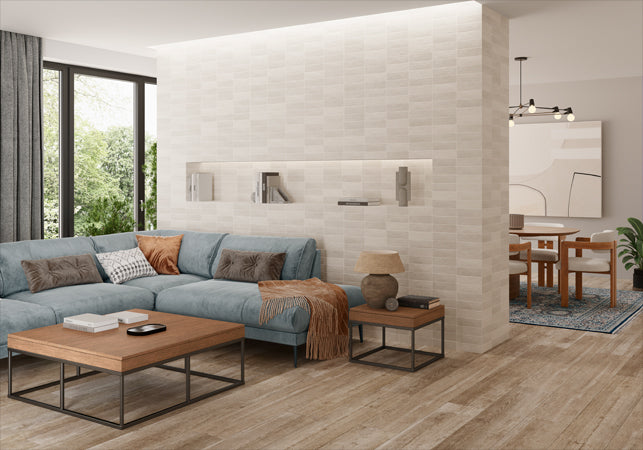 Maniscalco - Alhambra 2.5 in. x 8 in. Ceramic Tile - Crema Mix wall installation