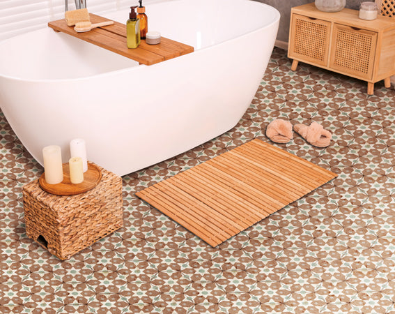 Maniscalco - Alhambra 8 in. x 8 in. Porcelain Hex Deco Tile - Yasmina floor installation