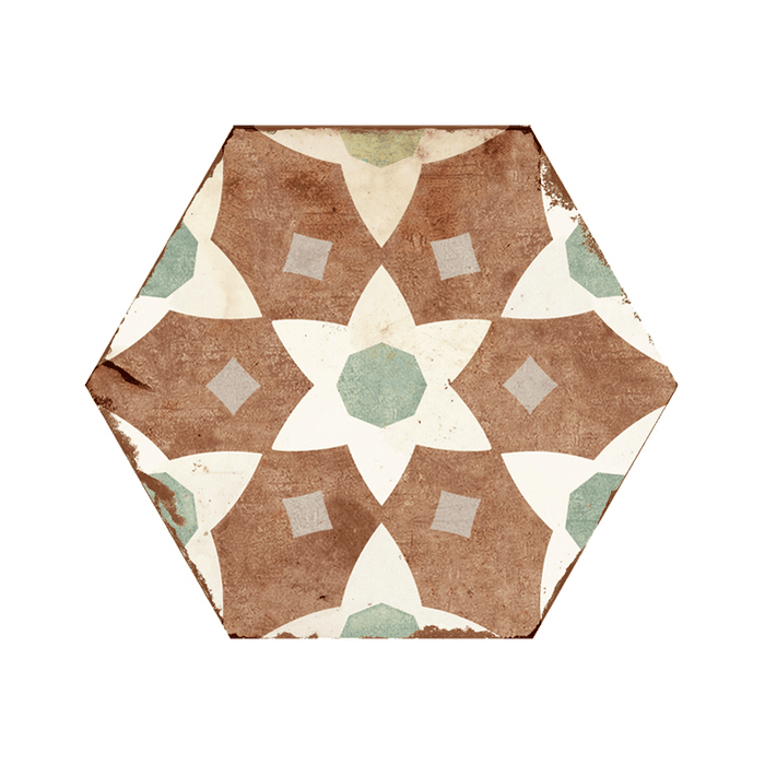Maniscalco - Alhambra 8 in. x 8 in. Porcelain Hex Deco Tile - Yasmina