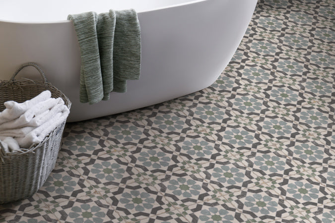 Maniscalco - Alhambra 8 in. x 8 in. Porcelain Deco Tile - Layla floor installation