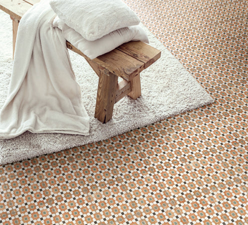 Maniscalco - Alhambra 8 in. x 8 in. Porcelain Deco Tile - Tessina floor installation