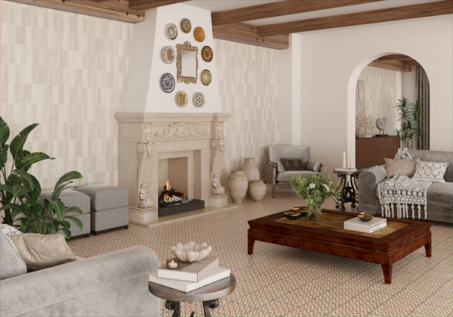 Maniscalco - Alhambra 8 in. x 8 in. Porcelain Deco Tile - Tessina floor installation