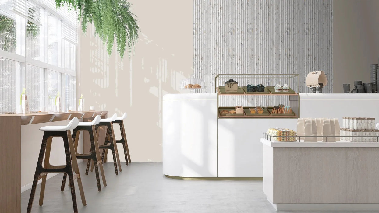 MTD - Argos Collection - 4.5 in. x 9 in. Porcelain Wall Tile - Calacatta Gold Installed