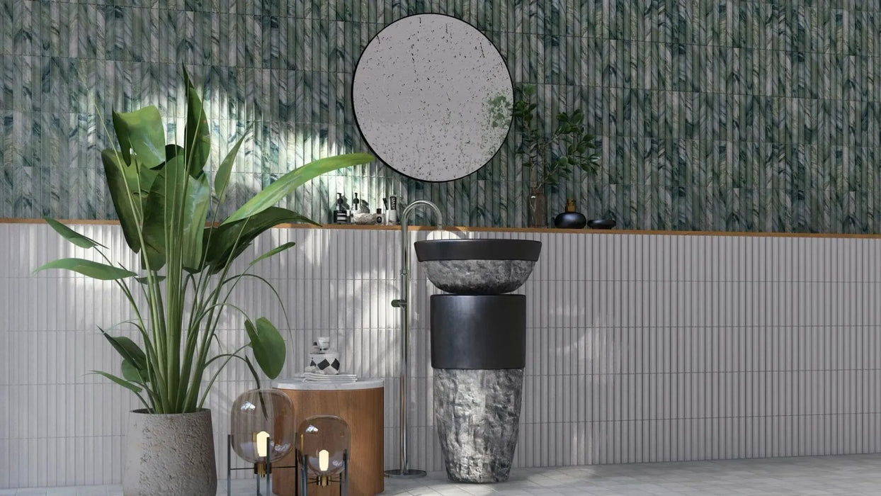 MTD - Argos Collection - 4.5 in. x 9 in. Porcelain Wall Tile - Jade Installed 3
