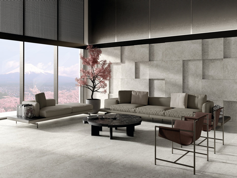 Tesoro - Shellstone Series - 24 in. x 48 in. Rectified Porcelain Tile - White floor installation