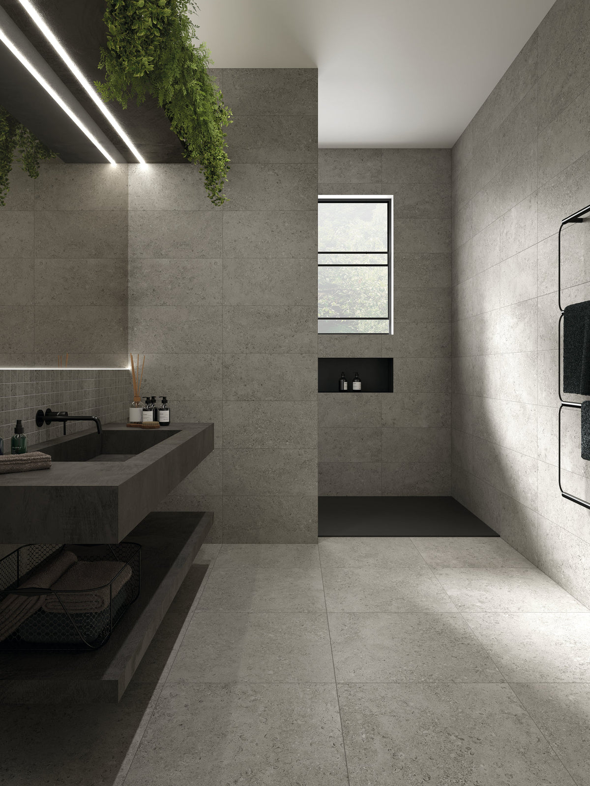 Tesoro - Shellstone Series - 24 in. x 24 in. Rectified Porcelain Tile - Grey floor installation