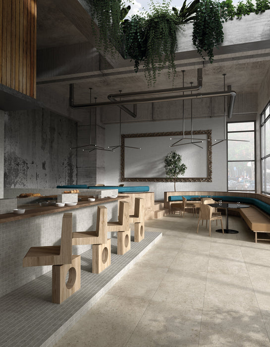 Tesoro - Shellstone Series - 24 in. x 48 in. Rectified Porcelain Tile - Amber floor installation