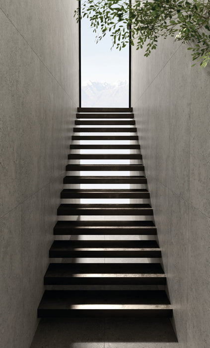 Tesoro - Shellstone Series - 24 in. x 48 in. Rectified Porcelain Tile - Grey wall installation