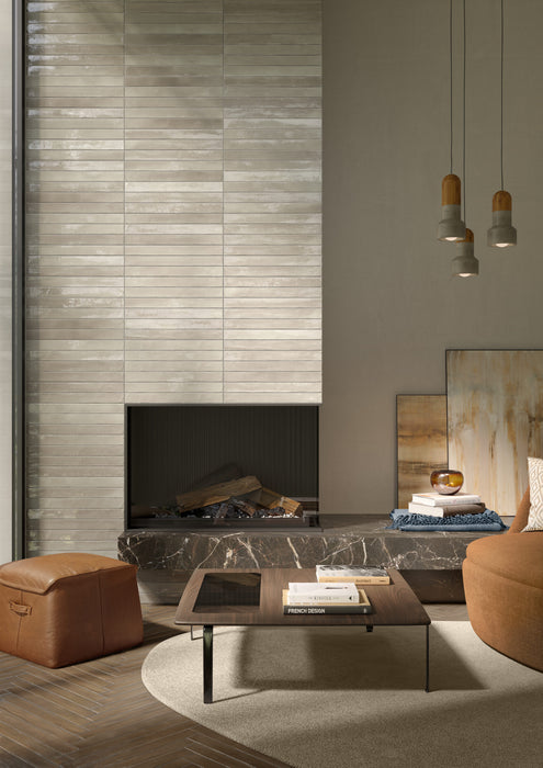 Rondine - Iridescent Collection - 2 in. x 18 in. Porcelain Tile - Grey Installed