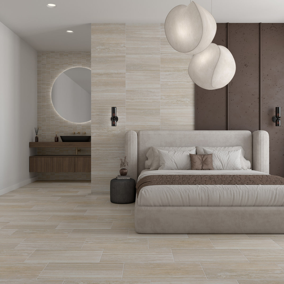 American Olean - Reservorio - 12&quot; x 24&quot; - Porcelain Tile - Pebblestone - Matte Room Scene