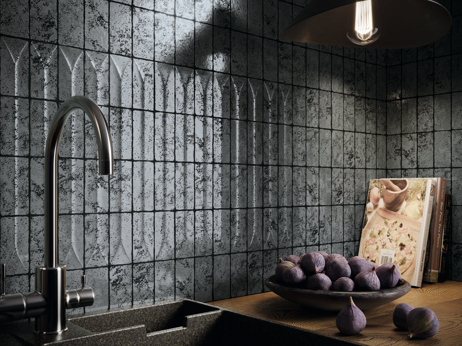 Ape Grupo - Arka Collection - 2 in. x 5 in. Porcelain Tile - Forma Silver Installed