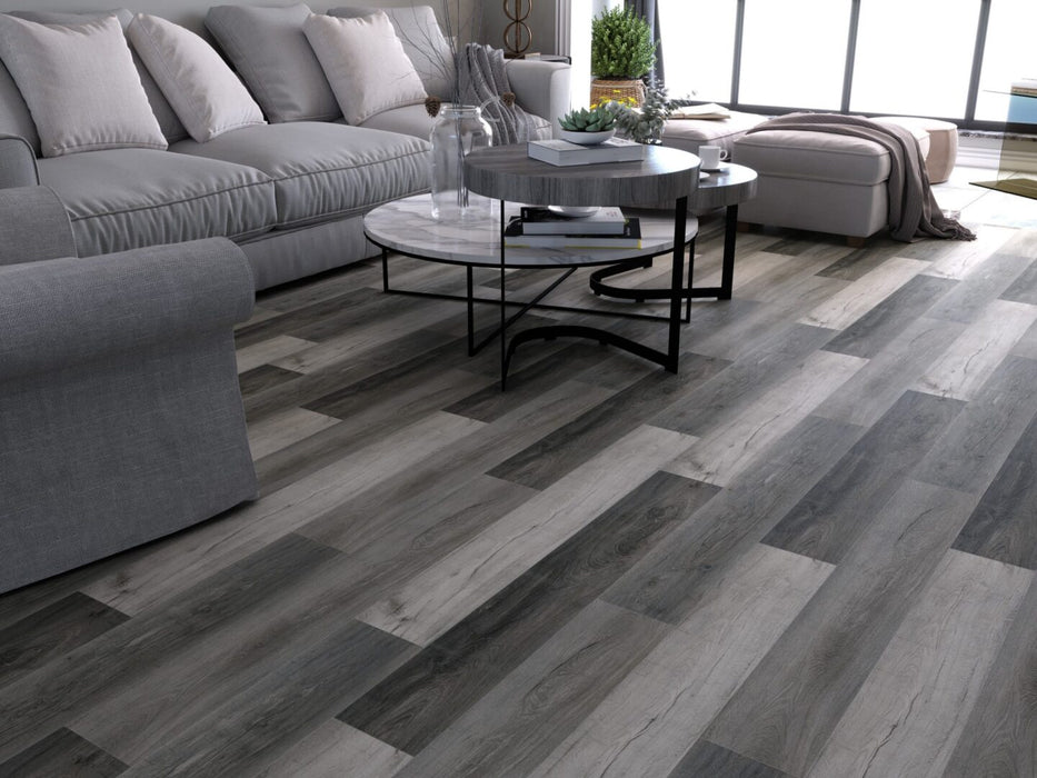 Diamond Surfaces - Aquashield Plus Collection 9 in. x 60 in. Luxury Vinyl - Grey Skies Oak floor installation