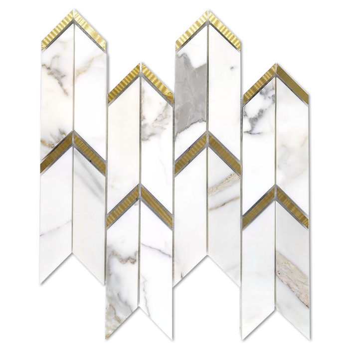 DW Tile & Stone - AVANA - Calacatta Gold Marble with Brass Polished Mosaic