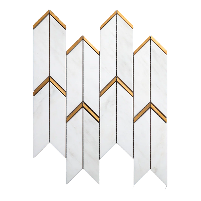 DW Tile & Stone - AVANA - Bianco Bello Marble with Brass Polished Mosaic