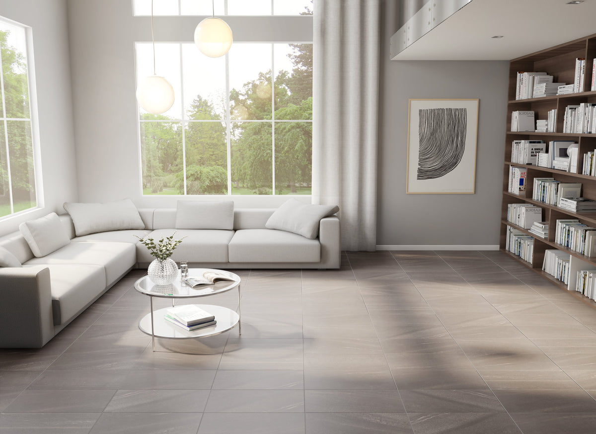 Tesoro - Adrock Series - 12 in. x 24 in. Matte Porcelain Tile - Espresso floor installation