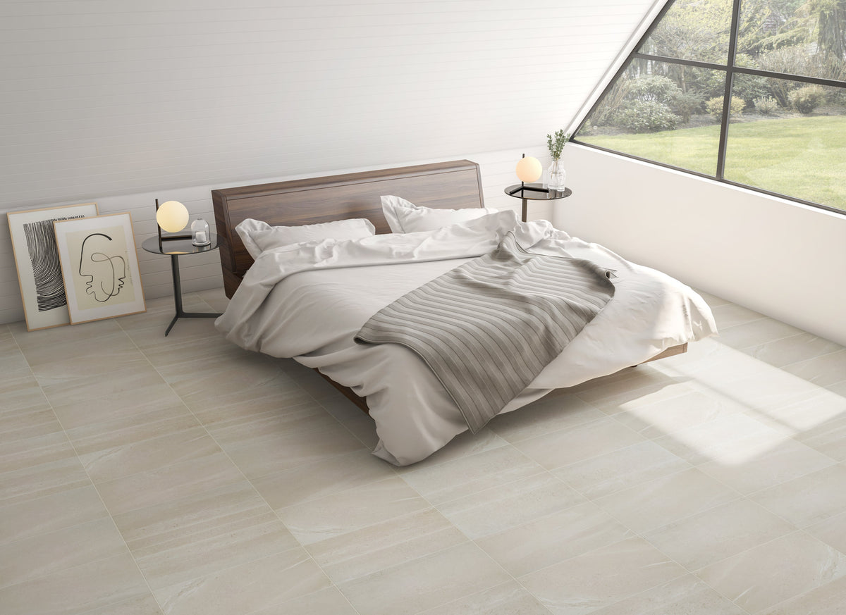 Tesoro - Adrock Series - 12 in. x 24 in. Matte Porcelain Tile - Latte floor installation