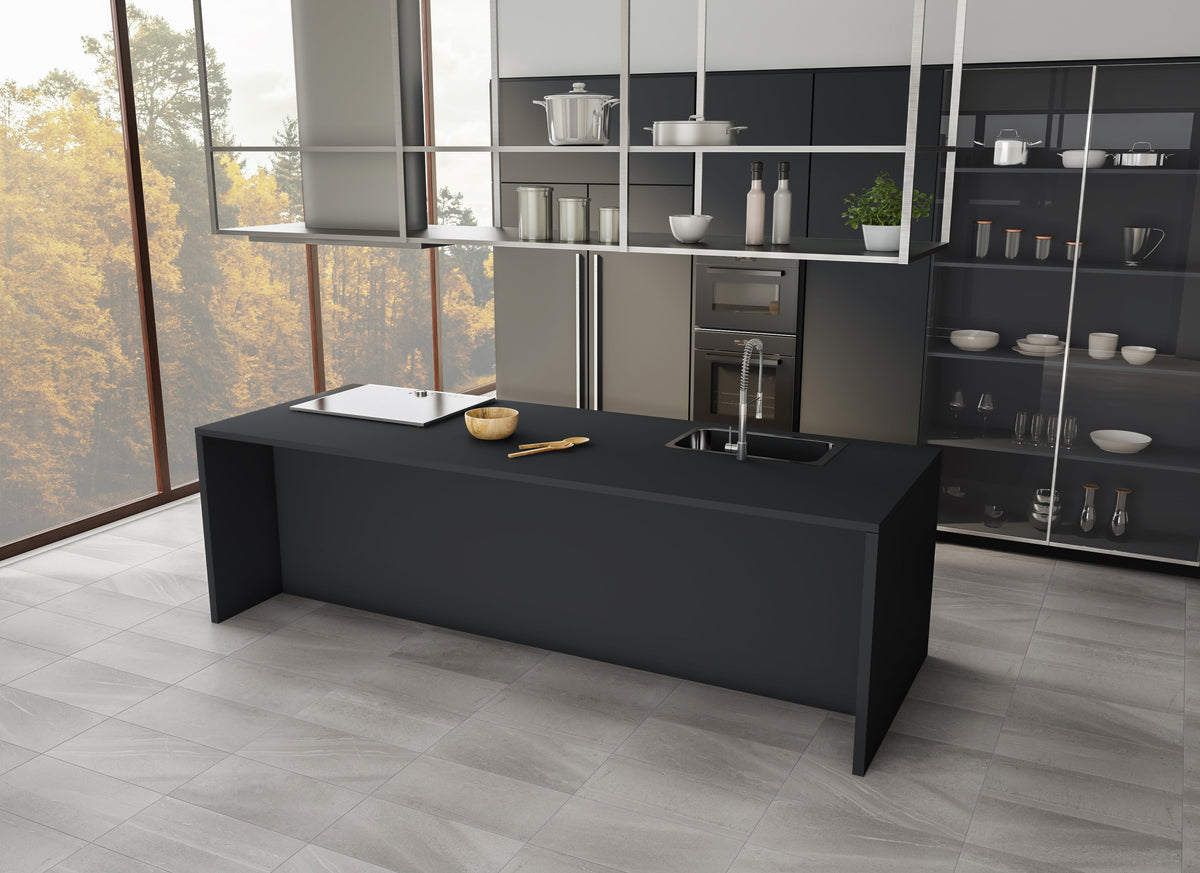 Tesoro - Adrock Series - 12 in. x 24 in. Matte Porcelain Tile - Nickel floor installation