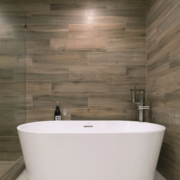 Arizona Tile - Aequa Series - 8&quot; x 32&quot; Porcelain Tile - Tur wall installation