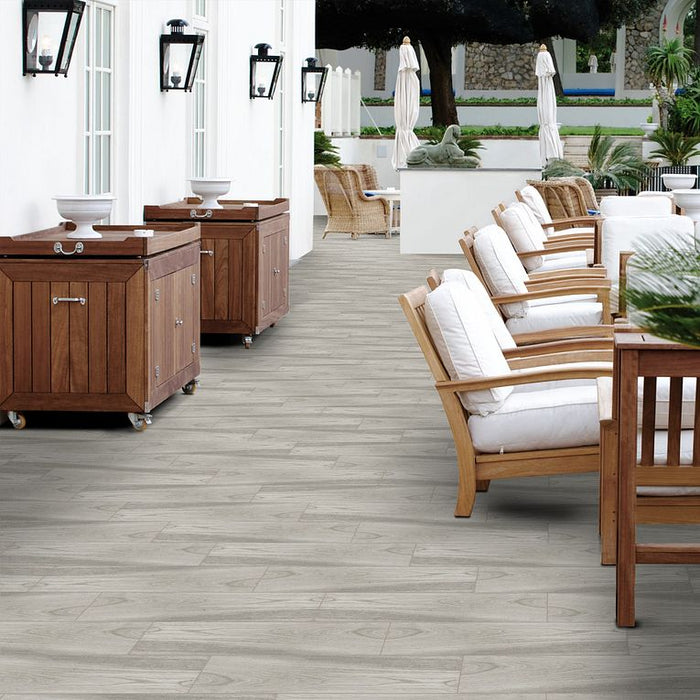Arizona Tile - Aequa Series - 8" x 32" R11 Anti Slip Porcelain Tile - Cirrus floor installation