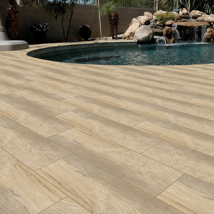 Arizona Tile - Aequa Series - 8" x 32" R11 Anti Slip Porcelain Tile - Silva floor installation