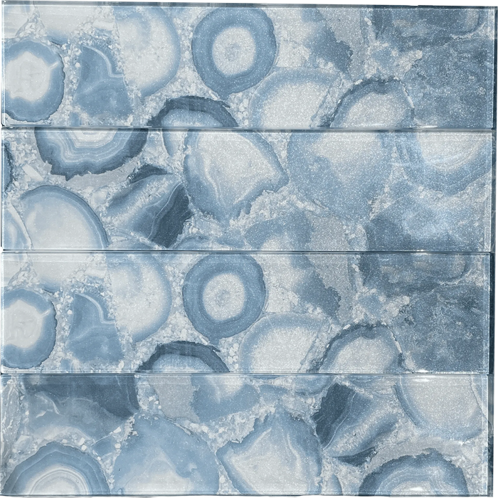 MTD - Agate Collection - 3 in. x 12 in. Glass Tile - Celeste