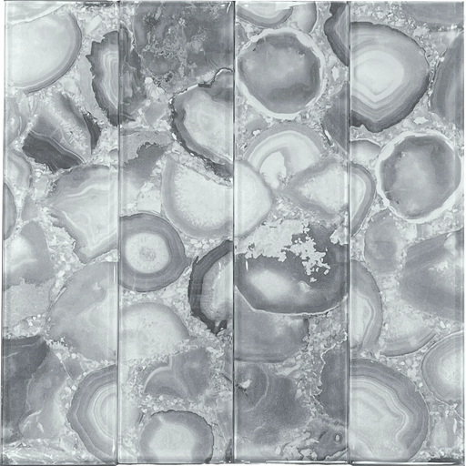MTD - Agate Collection - 3 in. x 12 in. Glass Tile - Silver