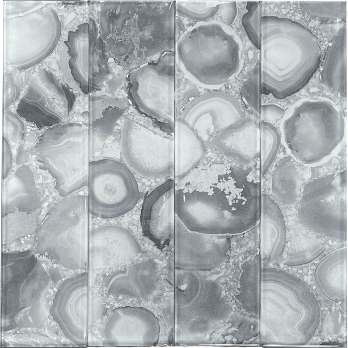 MTD - Agate Collection - 3 in. x 12 in. Glass Tile - Silver