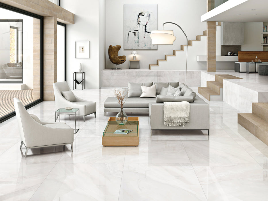 Tesoro - Delray II - 12 in. x 24 in. Polished Rectified Porcelain Tile - Alaska Room Scene
